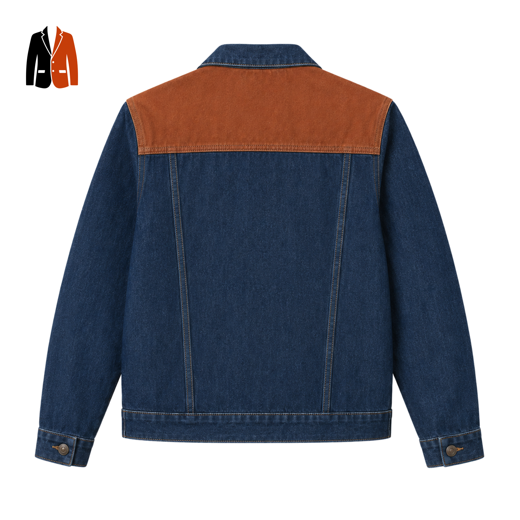 Blue Denim Trucker Jacket with Contrast Shoulder Panel