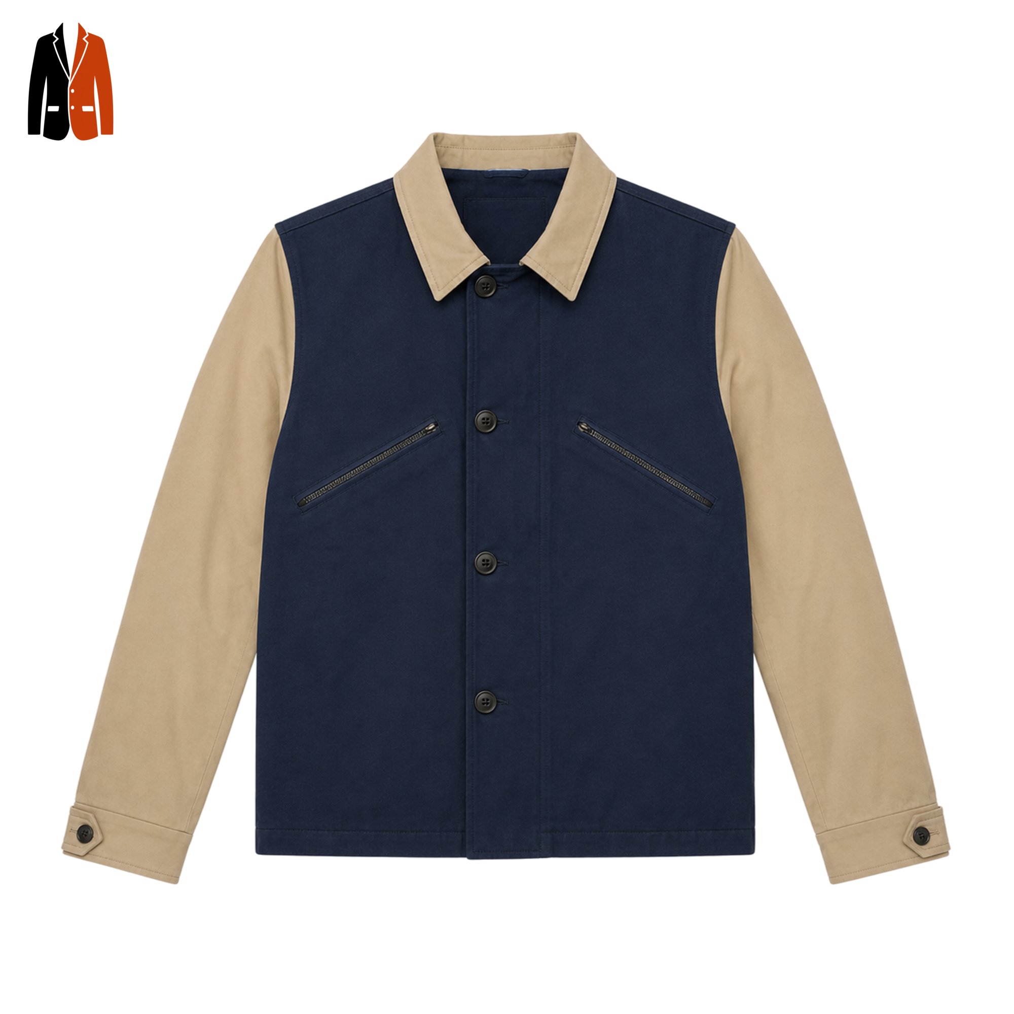 Navy Contrast Sleeve Chore Jacket