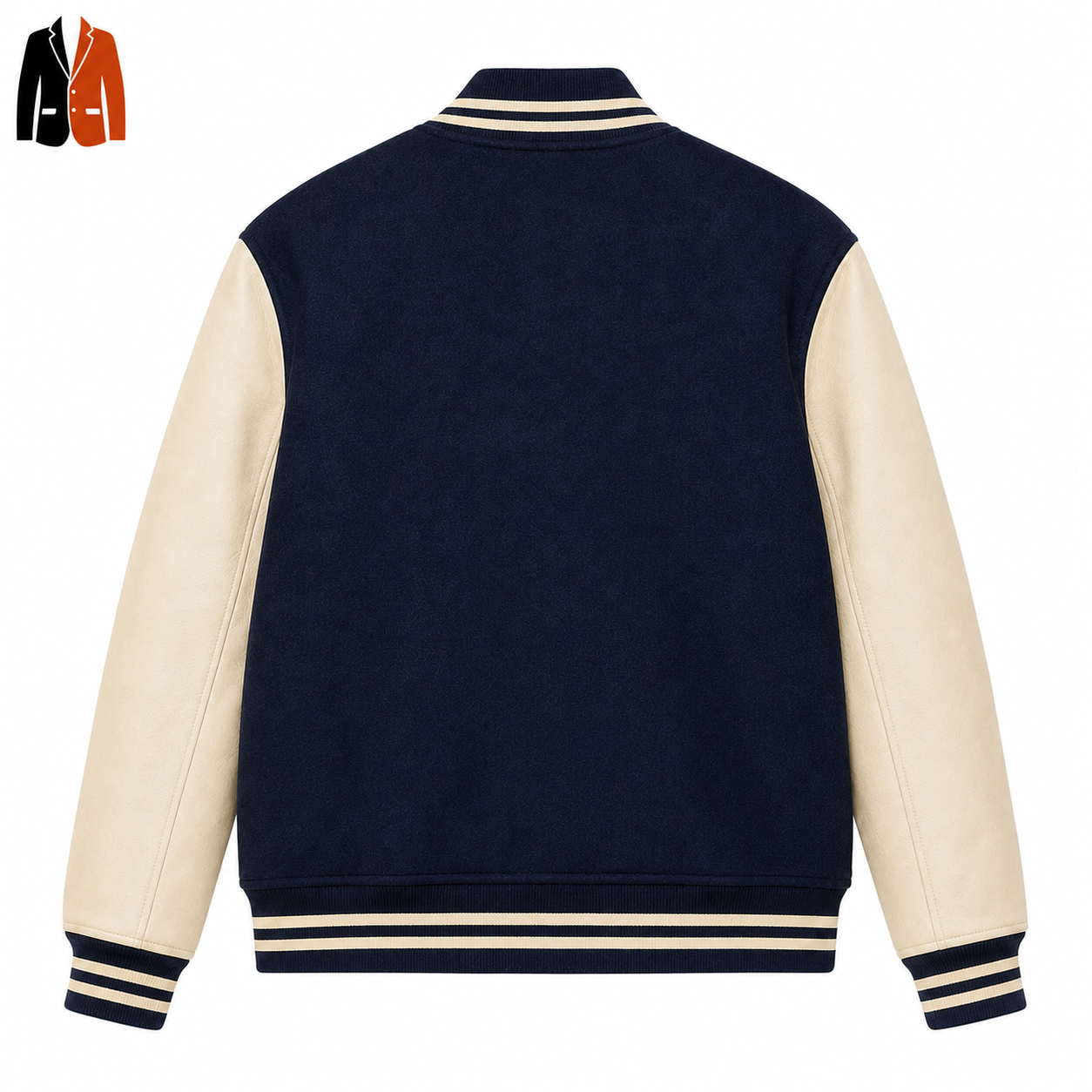 Navy Varsity Jacket with Contrast Sleeves