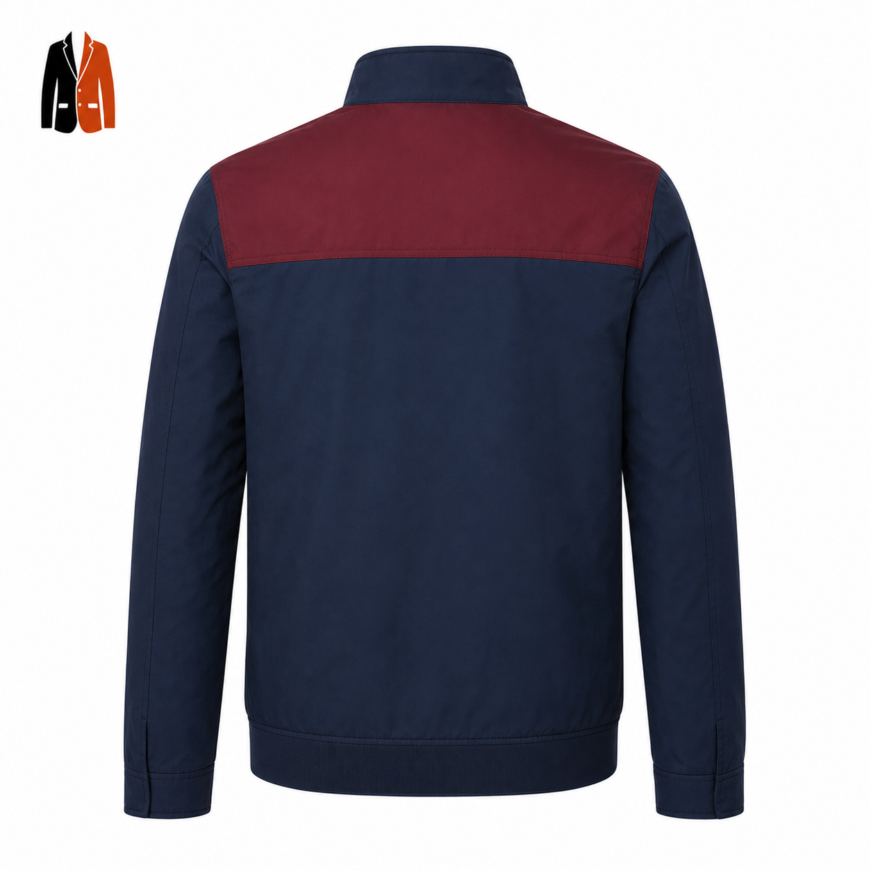 Navy Zip Front Stand Collar Jacket